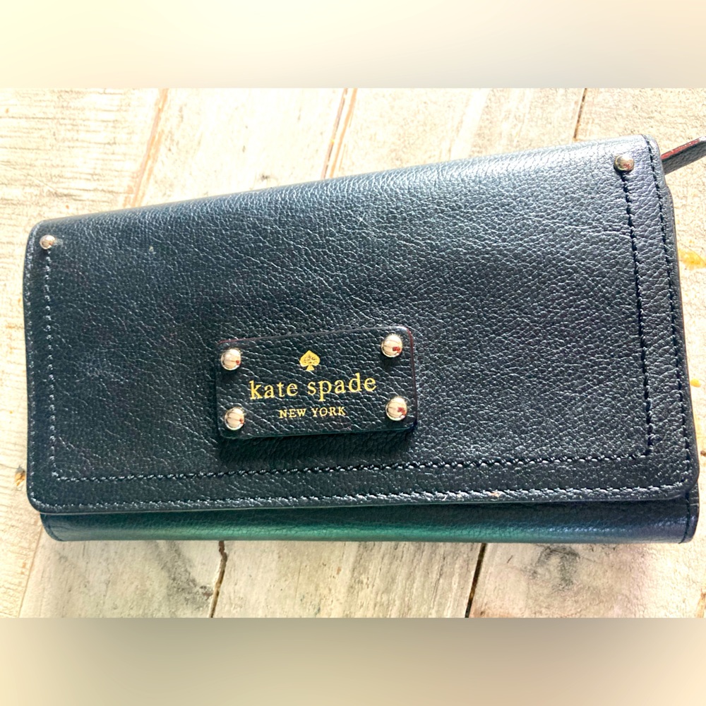Black leather Kate spade clutch wallet